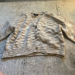 tan button sweater